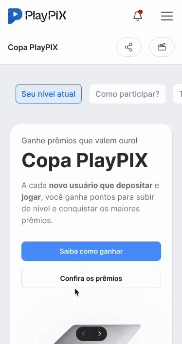 Demonstração original da Copa PlayPIX no celular