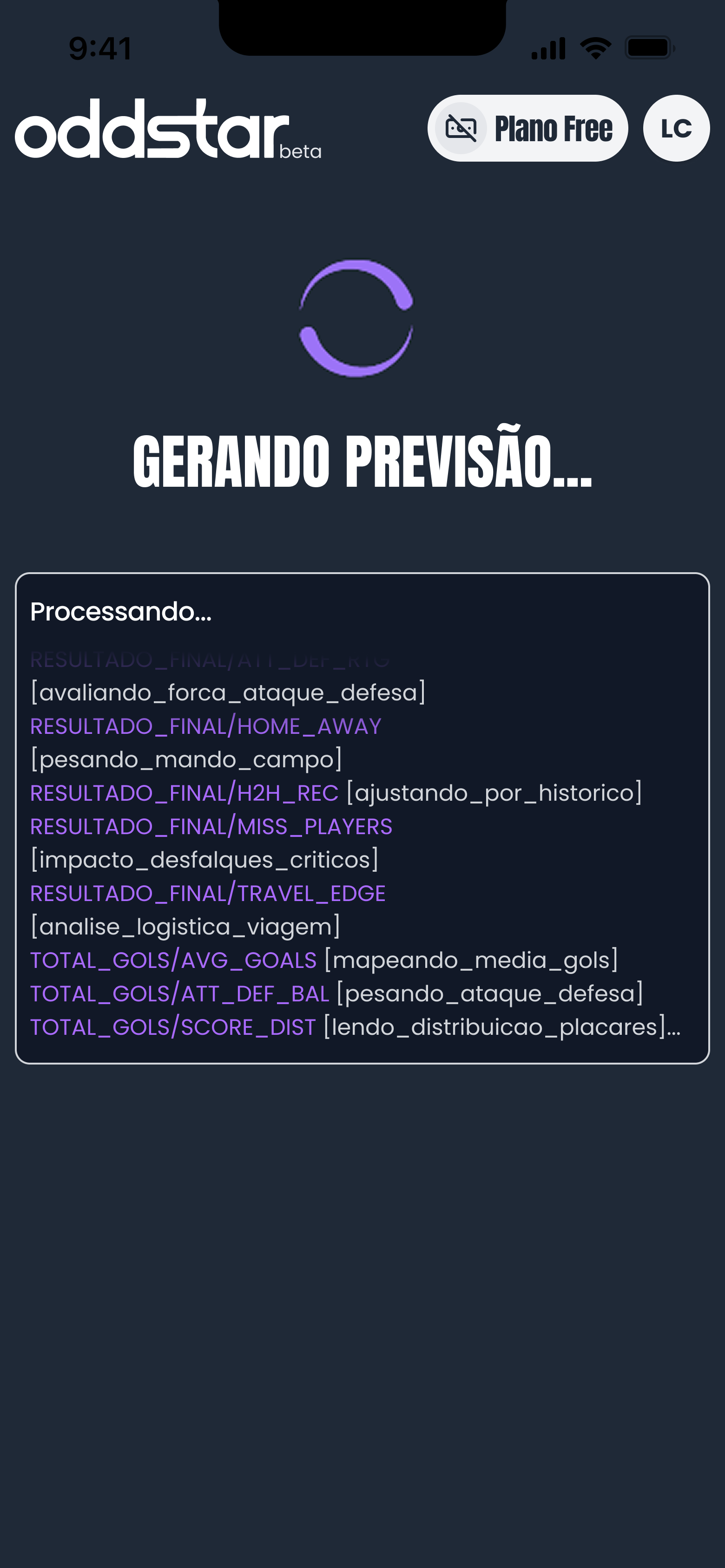 Tela original: Geração em andamento